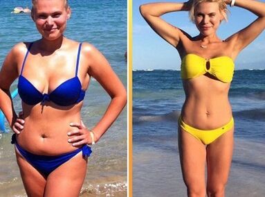 Fotos antes y después de perder peso con sandía.